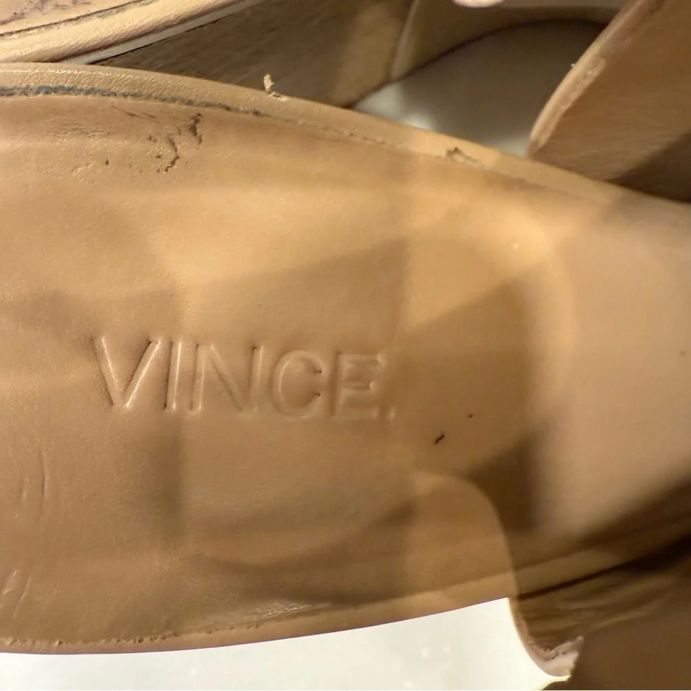 VINCE “Karen” Women’s Leather Wedge Sandals Tan Made In Italy Size 11